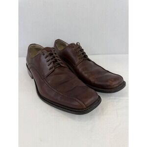 Kenneth Cole New York Big City Mens Brown Leather Square Toe Oxford Shoes 10M